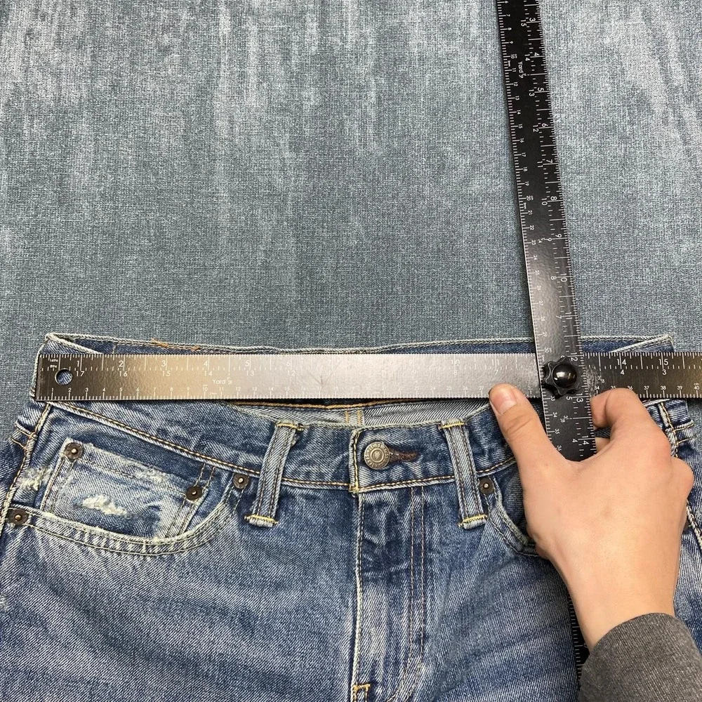 Levi's 511 Jeans Men 31x32 Blue Denim Distressed Frayed Hem Relaxed Straight Leg